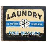 Laundry Room Wall Art and Brown Wall Clock Set
