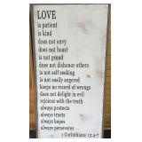 Magnolia Lane 25" x 49" Framed Wall Art Decor with 1 Corinthians 13:4-7