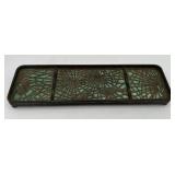RARE Antique Tiffany Studios (New York, NY) "Pine Needle" Bronze and Slag Glass Pen Tray (Stamped 1004) RARE Antique Tiffany Studios (New York, NY) "Pine Needle" Bronze and Slag Glass Pen Tray (Stamped 1004)