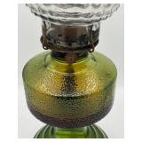 Vintage 17" Tall Green Depression Glass & Hobnail Oil Kerosene Lamp (w/ Fluid) Vintage 17" Tall Green Depression Glass & Hobnail Oil Kerosene Lamp (w/ Fluid)
