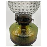 Vintage 17" Tall Green Depression Glass & Hobnail Oil Kerosene Lamp (w/ Fluid) Vintage 17" Tall Green Depression Glass & Hobnail Oil Kerosene Lamp (w/ Fluid)
