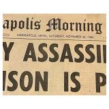 John F. Kennedy Assassination Newspapers - 1963 Minneapolis Morning Tribune, The Minneapolis Star, and Minneapolis Sunday Tribune John F. Kennedy Assassination Newspapers - 1963 Minneapolis Morning Tribune, The Minneapolis Star, and Minneapolis Sunday Tribune