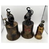 Three Vintage Brass Blow Torches - Lenk, Turner Three Vintage Brass Blow Torches - Lenk, Turner