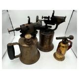 Three Vintage Brass Blow Torches - Lenk, Turner Three Vintage Brass Blow Torches - Lenk, Turner