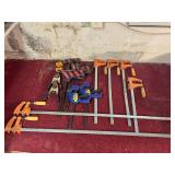 Clamp Lot - (2) Jorgensen #3736, (1) Jorgensen #3712, (3) Jorgensen #3718, and Irwin Quick-Grips Clamp Lot - (2) Jorgensen #3736, (1) Jorgensen #3712, (3) Jorgensen #3718, and Irwin Quick-Grips