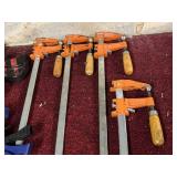 Clamp Lot - (2) Jorgensen #3736, (1) Jorgensen #3712, (3) Jorgensen #3718, and Irwin Quick-Grips Clamp Lot - (2) Jorgensen #3736, (1) Jorgensen #3712, (3) Jorgensen #3718, and Irwin Quick-Grips