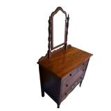 Antique Solid Wood Rolling Dresser (34" W x 33.5" T x 18.5" D) - READ DESCRIPTION Antique Solid Wood Rolling Dresser (34" W x 33.5" T x 18.5" D) - READ DESCRIPTION
