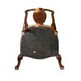 Vintage Solid Wood Carved Arm Chair with Upholstered Seat Vintage Solid Wood Carved Arm Chair with Upholstered Seat