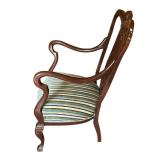 Vintage Solid Wood Carved Arm Chair with Upholstered Seat Vintage Solid Wood Carved Arm Chair with Upholstered Seat