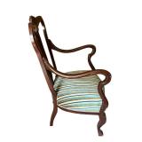Vintage Solid Wood Carved Arm Chair with Upholstered Seat Vintage Solid Wood Carved Arm Chair with Upholstered Seat
