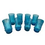 Nice 1970s Anchor Hocking 6" Rainflower Electric Blue Tumbler Glasses Nice 1970s Anchor Hocking 6" Rainflower Electric Blue Tumbler Glasses