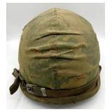 Vietnam War 4th Infantry Division Combat Helmet Cover and Liner w/ 4th Infantry Patch Vietnam War 4th Infantry Division Combat Helmet Cover and Liner w/ 4th Infantry Patch
