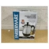 Farberware Electric Coffee Percolator, FCP240, Stainless Steel Basket, Automatic Keep Warm, No-Drip Spout, 4 Cup Farberware Electric Coffee Percolator, FCP240, Stainless Steel Basket, Automatic Keep Warm, No-Drip Spout, 4 Cup