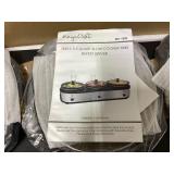 MegaChef Brushed Silver & Black Finish Triple 2.5qt. Slow Cooker & Buffet Server With 3 Ceramic Cooking Pots & Removable Lid Rests MegaChef Brushed Silver & Black Finish Triple 2.5qt. Slow Cooker & Buffet Server With 3 Ceramic Cooking Pots & Removable Lid Rests