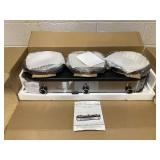 MegaChef Brushed Silver & Black Finish Triple 2.5qt. Slow Cooker & Buffet Server With 3 Ceramic Cooking Pots & Removable Lid Rests MegaChef Brushed Silver & Black Finish Triple 2.5qt. Slow Cooker & Buffet Server With 3 Ceramic Cooking Pots & Removable Lid Rests