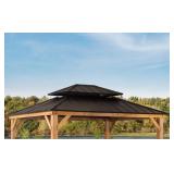 One Gazebo Top -13 ft. x 11 ft. Black Wooden Hardtop Gazebo Top with Galvanized Steel Double Roof