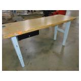 Adjustable Height Steel  Bench with Wood Top 27x72 Inch