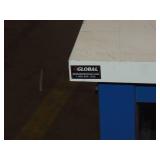 30x96 Inch Global Industrial Adjustable Height Heavy Duty Workbenches with Power with 2 Shelfs