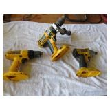 3 Piece Lot of 18V Dewalt Drills - Tools Only