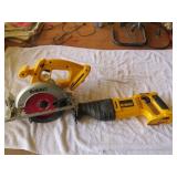 Mixed Lot - Dewalt XRP DC385 Cordless 18 Volt Reciprocating Saw and Dewalt DC390B 6-1/2-Inch 18-Volt Cordless Circular Saw -Tools Only