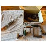 Mixed Lot of Vintage Hand Drills with Bits