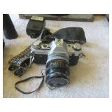 Canon AE-1 35mm Camera with Accessories, Case, Tripod and Nikon Binoculars