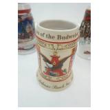 Budweiser Clydesdale Holiday Steins 5ct & 1ct Evolution of the Budweiser Label 1999 State Convention Stein