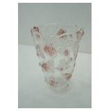 Bella Rosa Pink Frost Glass Vase 9.5" tall-Crystal