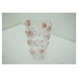 Bella Rosa Pink Frost Glass Vase 9.5" tall-Crystal