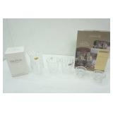 NEW Crystal Tulip Garden 7" Vase & 2 Hurricane Candles