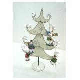 Metal Decorative Christmas Tree with Snowmen Ornaments 18" tall by 11" wide