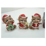 Vintage Racoons and Wooden Snowmen Decor