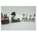 Vintage Racoons and Wooden Snowmen Decor