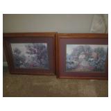 Pair of country cottage and landsca...
