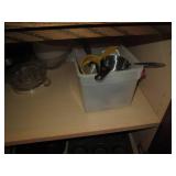 Vintage glass juicer, misc bakeware...