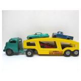 Nice Vintage Pressed Steel STRUCTO Auto Transport Truck w/3 Cars