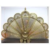 Ornate Vintage Brass Fireplace Fan Screen w/Gargoyle