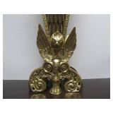 Ornate Vintage Brass Fireplace Fan Screen w/Gargoyle