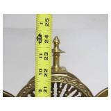 Ornate Vintage Brass Fireplace Fan Screen w/Gargoyle