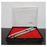 Pair of Vintage Pierced Silver Pens w/Pierced Fleur De Lis Design