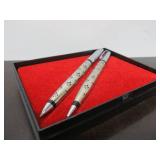 Pair of Vintage Pierced Silver Pens w/Pierced Fleur De Lis Design