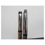 Pair of Vintage Pierced Silver Pens w/Pierced Fleur De Lis Design