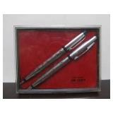 Pair of Vintage Pierced Silver Pens w/Pierced Fleur De Lis Design