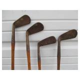 Set of 5 Antique Hickory Shaft Golf Clubs w/Bag