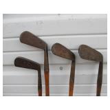Set of 5 Antique Hickory Shaft Golf Clubs w/Bag
