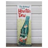 LARGE Vintage Style Embossed Metal MOUNTAIN DEW Advertising Soda Sign
