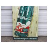 LARGE Vintage Style Embossed Metal MOUNTAIN DEW Advertising Soda Sign