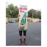 LARGE Vintage Style Embossed Metal MOUNTAIN DEW Advertising Soda Sign