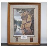 Framed Signed Numbered Wildlife Print w/Loons by Derk Hansen