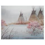 Framed Signed and Numbered Native American Print w/Hand Drawn Sketch by Jerry Raedeke